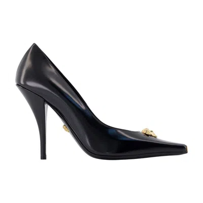 Versace 110mm La Medusa Leather Pumps With Heels In Black