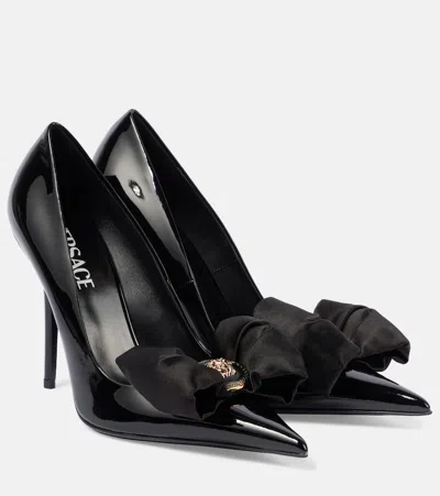 Versace T.110 Satin Sandals In Black