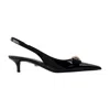 Versace Gianni Ribbon Patent Slingback Pumps 45 Mm In Black