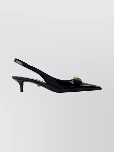 Versace T.45 Slingback Pumps With Bow Detail In Black