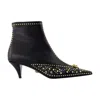 Versace Studded Leather Ankle Boots With Kitten Heel In Black