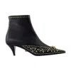 Versace Studded Leather Ankle Boots With Kitten Heel In Black