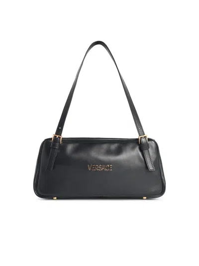 Versace 'tag' Black Leather Bag In White