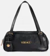 Versace Tag Bowling Medium Leather Shoulder Bag In Black
