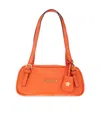 Versace Tag Bowling Leather Shoulder Bag In Orange
