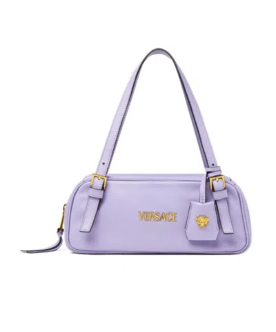 Versace Tag Bowling Shoulder Bag In Purple