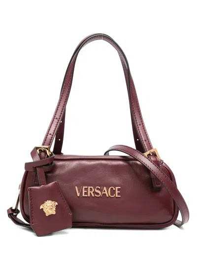 Versace Tag Bowling Shoulder Bag In Red