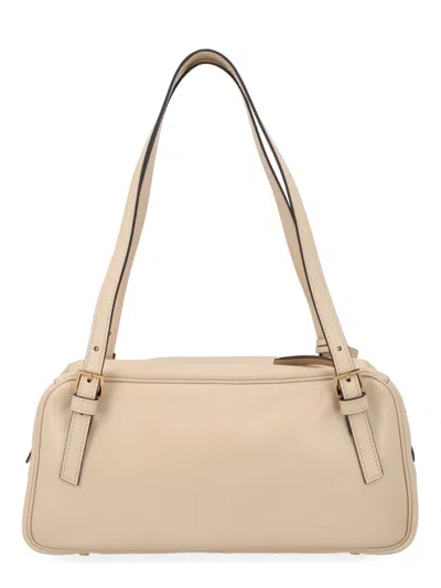 Versace Tag Embellished Leather Shoulder Bag In White