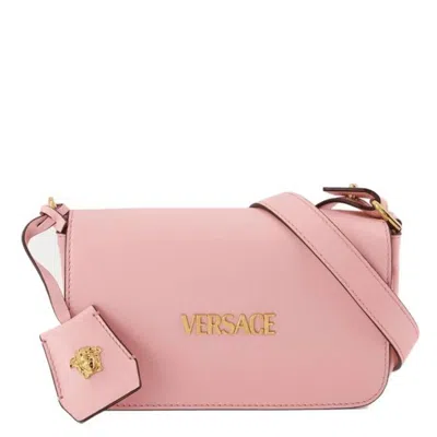 Versace Tag Foldover Top Mini Shoulder Bag In Pink