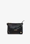 Versace Tag Leather Crossbody Bag In Black