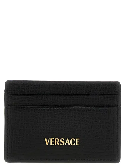 Versace Tag Logo Card Holder In Black