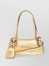 Versace Mini Tag Bowling Metallic Leather Shoulder Bag In Gold