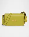 Versace Tag Mini Flap Leather Shoulder Bag In Peridot