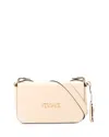 Versace Tag Mini Leather Shoulder Bag In Neutral