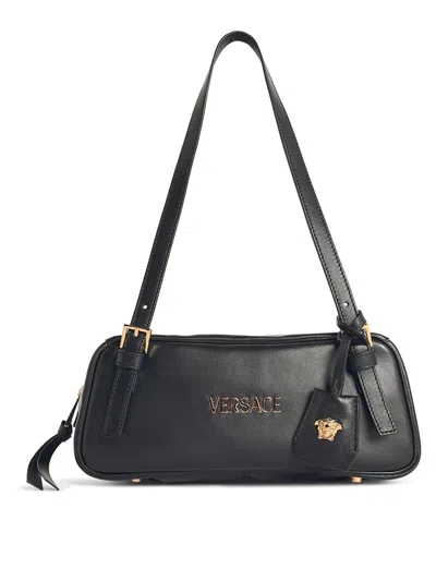 Versace Tag Nappanera Bowling Bag In Black
