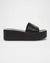 Versace Tag Platform Lambskin Leather Mules In Black