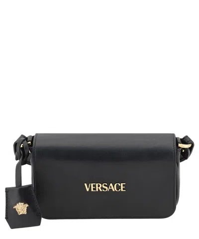 Versace Tag Shoulder Bag In Black