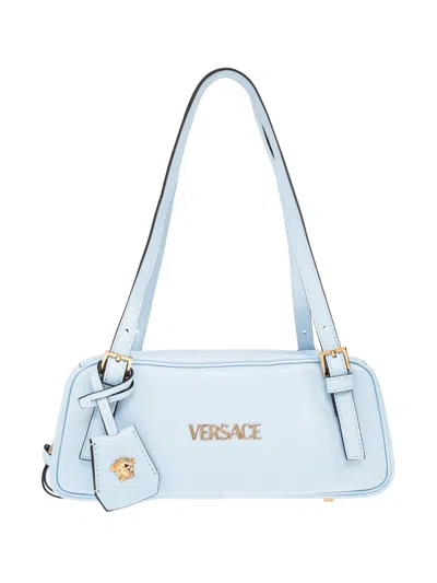 Versace Tag Shoulder Bag In Blue