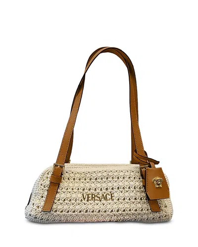 Versace Tag Shoulder Bag In Brown