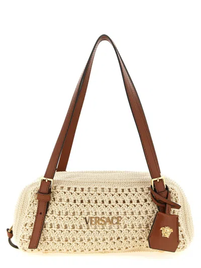 Versace Tag Shoulder Bags Beige