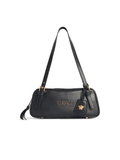 Versace 'tag' Tassel Bowling Bag In Black