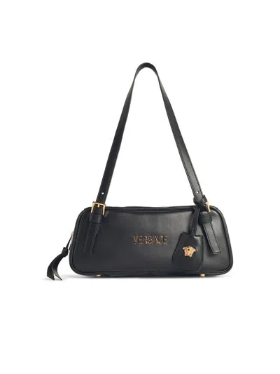 Versace 'tag' Tassel Bowling Bag In Black