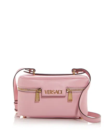 Versace Tag Vanity Leather Shoulder Bag In English Rose