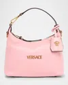 Versace Tag Zip Leather Crossbody Bag In English Rose