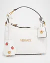 Versace Tag Zip Leather Crossbody Bag In Porcelain White