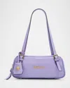 Versace Tag Zip Leather Shoulder Bag In Lilac