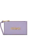 Versace Tag Zip-up Card Holder In Purple