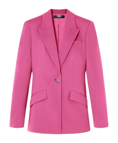 Versace Wool Single-breasted Dv Blazer In Pink