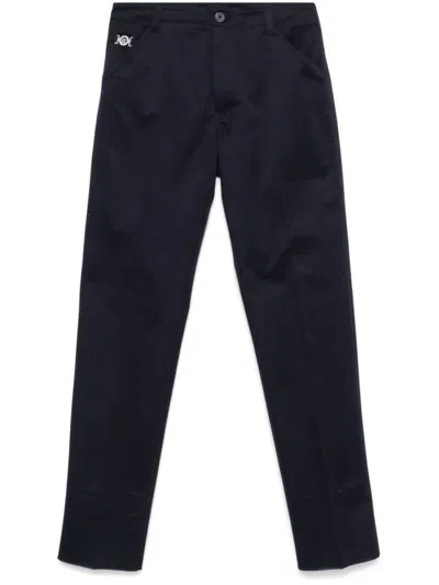 Versace Tailored Blue Trousers With Classic Waistband In Black