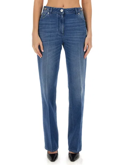 Versace Tailored High-waisted Jeans Size 27 In Blue