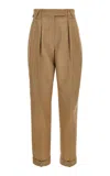 Versace Tailored Dry-hand Wool Straight-leg Pants In Brown