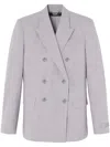 Versace Double-breasted Tailored Jacket In Gray