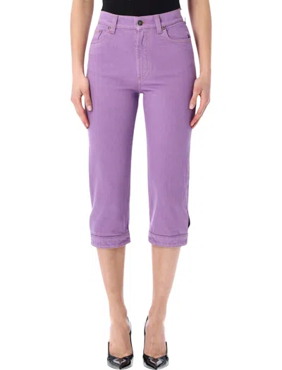 Versace Tailored Mini Jeans With Medusa Detailing In Purple