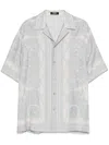 Versace Tailored Short-sleeved Shirt With La Coupe Des Dieux Print In Neutrals