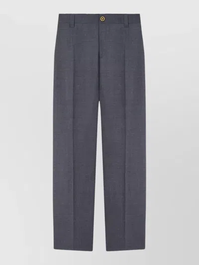 Versace Tailored Straight Leg Trousers Belt Loops In Blue