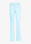 Versace Tailored Wool Flared Pants In Sky Blue