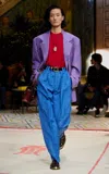 Versace Tailored Wool-linen Tapered-leg Pants In Blue