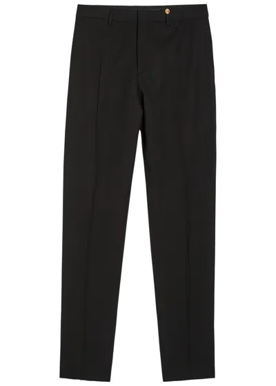 Versace Tailored Wool Trousers In Black