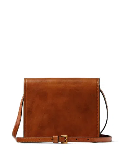 Versace Tan Gold Leather Luxury Bag In Brown