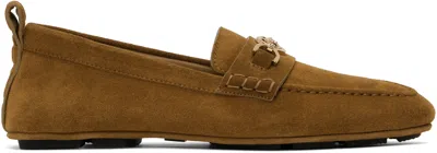 Versace Tan Villa Suede Driver Loafers In 1kf7v-tan- Go