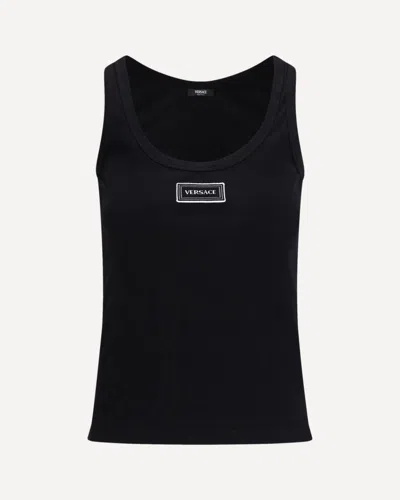 Versace Tank Top In Cotton Rib Stretch In Black