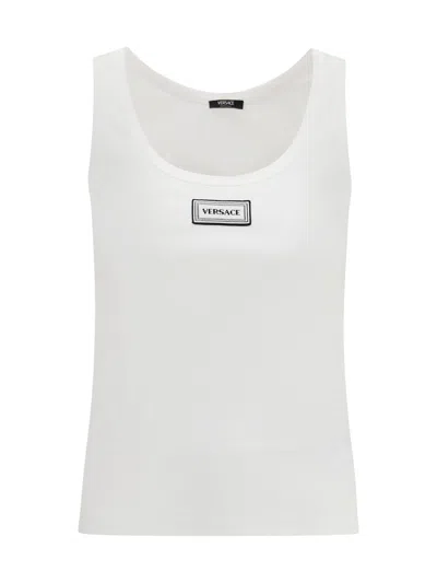 Versace Tank Top In Cotton Rib Stretch In White