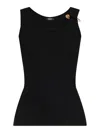 Versace Safety Pin Ribbed Tank Top Clothing In Black