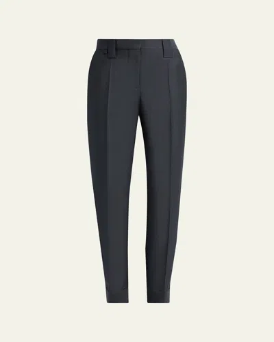 Versace Tapered Formal Wool Pants In Black