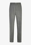 Versace Tapered-leg Houndstooth Wool Pants In Gray