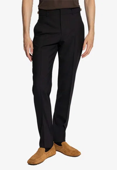 Versace Tapered Wool Pants In Black